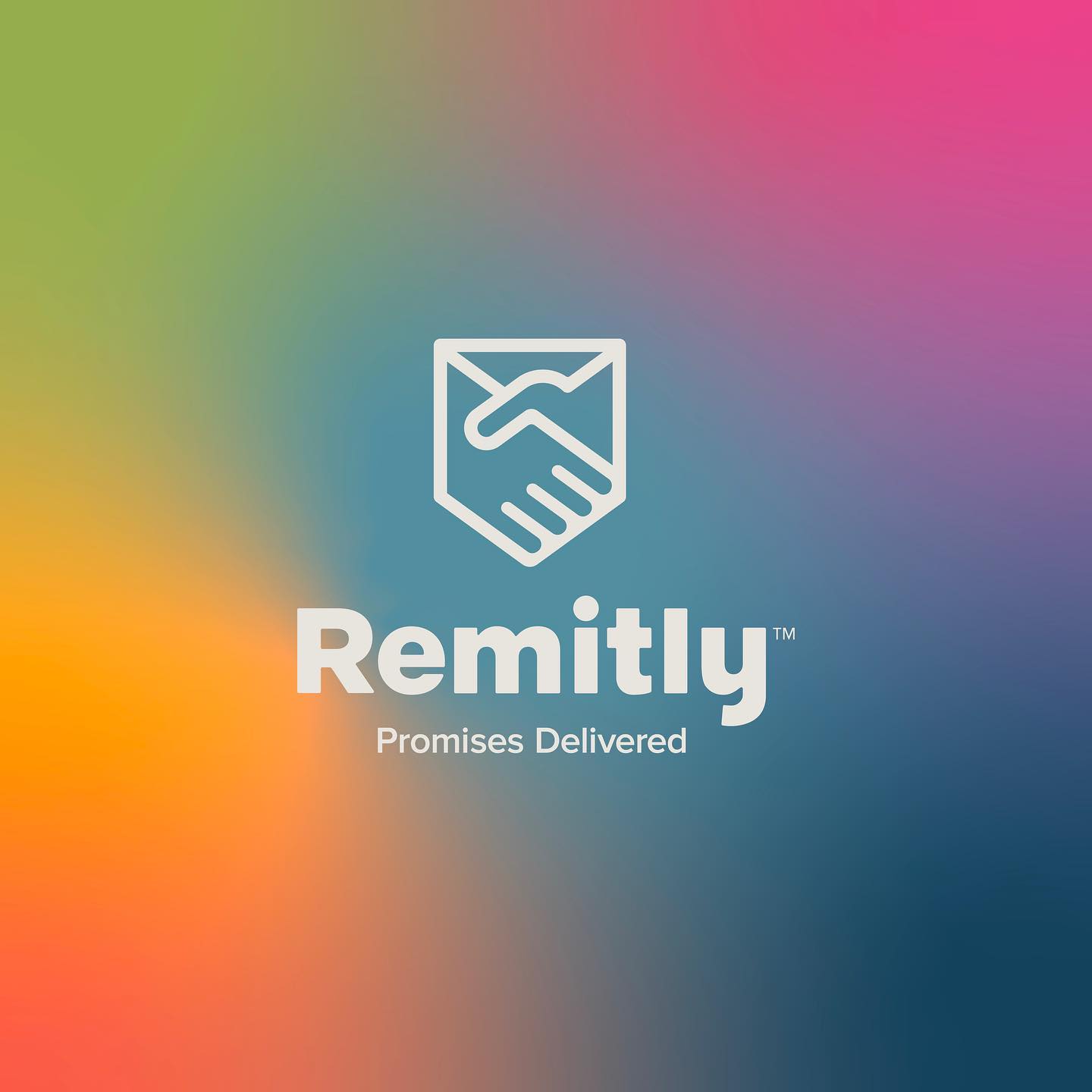 Remitly logo over colorful gradient