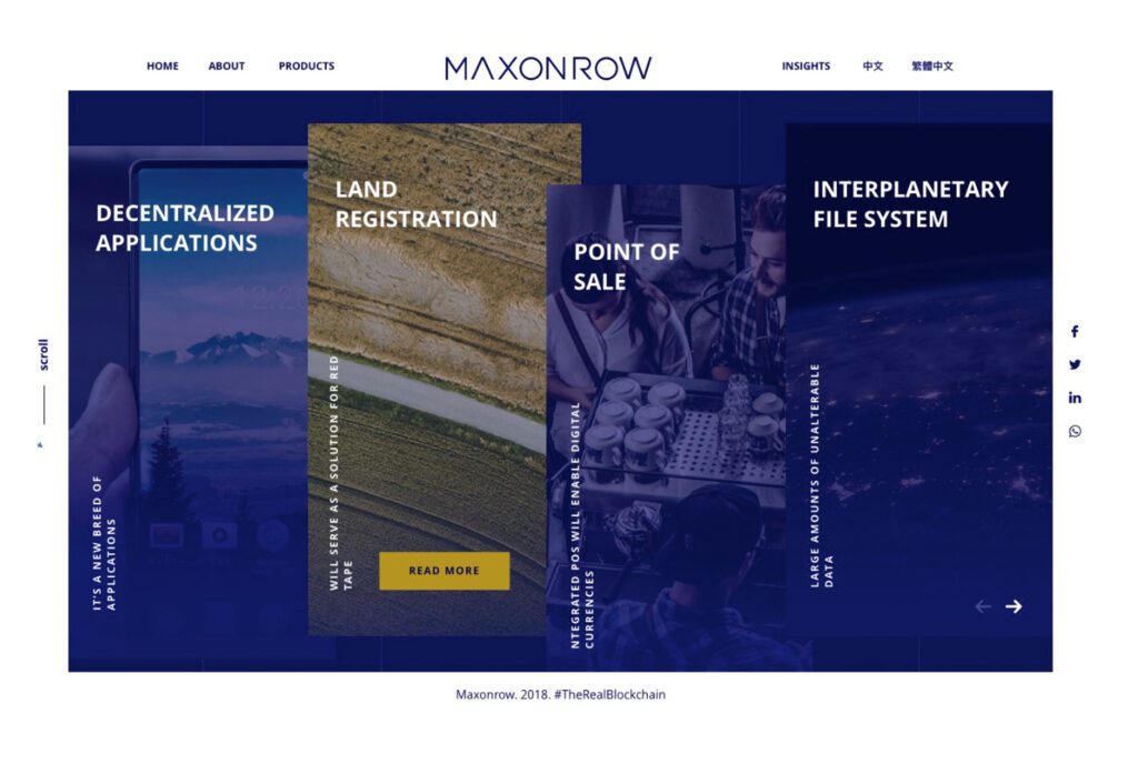 Maxonrow's website interface 1